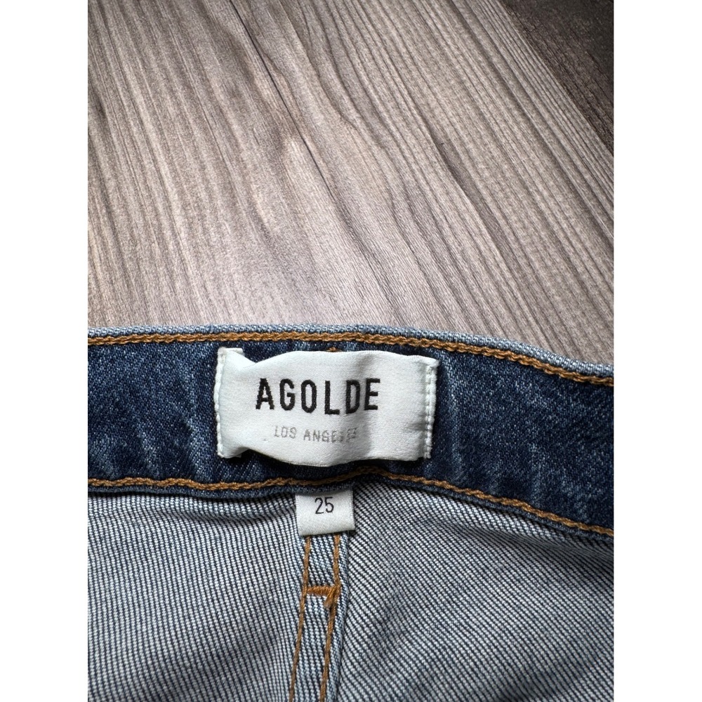 AGOLDE Womens High Rise Straight Leg Distressed Raw Hem Blue Jeans Size 25 - Picture 4 of 7